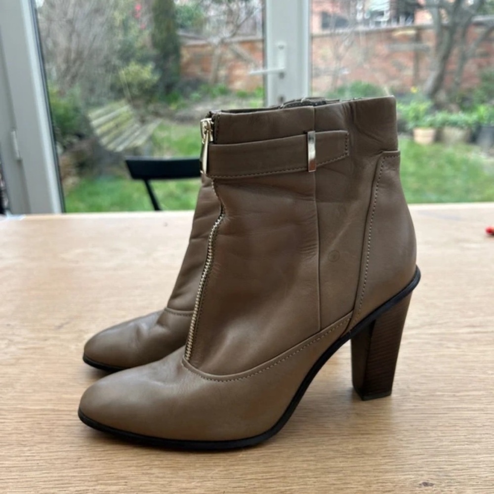Autograph Tan Heeled Boots with Buckle
